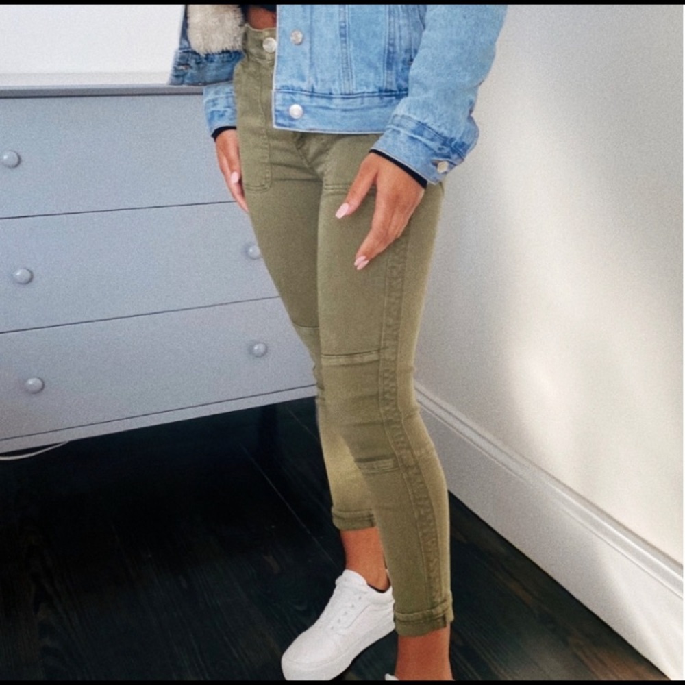 green cargo skinny jeans